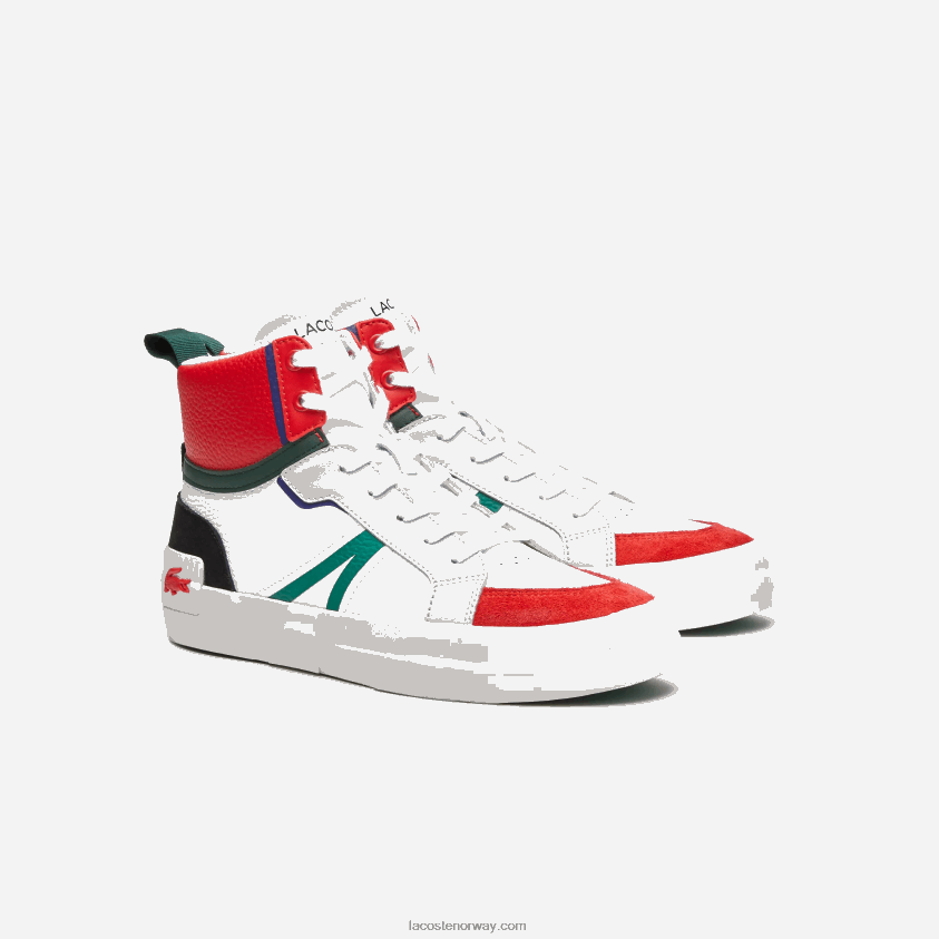 Lacoste l004 sneakers i mellomskinn 4J4X0T1794 hvit og rød 286 menn