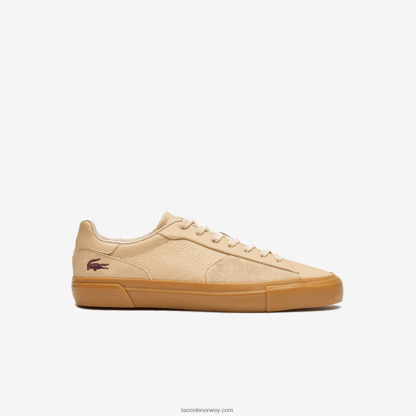 Lacoste l006 tonale sneakers i skinn 4J4X0T1895 tan tyggegummi tg5 menn