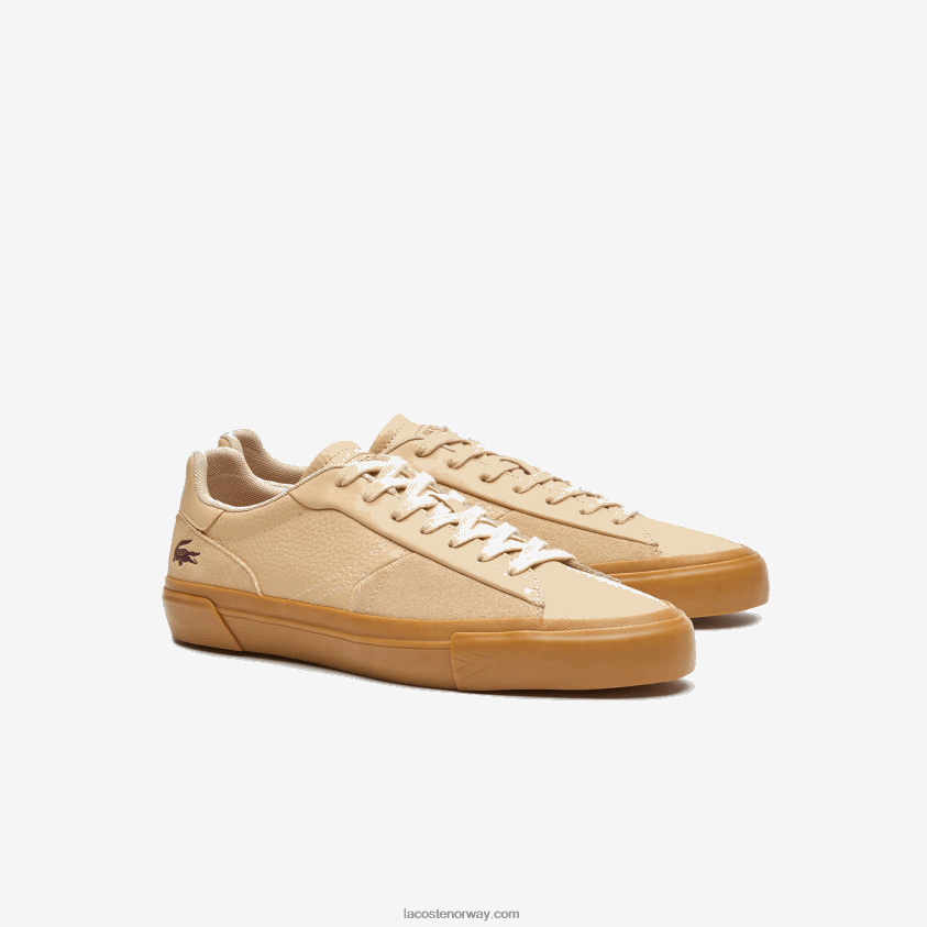 Lacoste l006 tonale sneakers i skinn 4J4X0T1895 tan tyggegummi tg5 menn