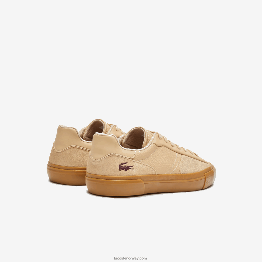 Lacoste l006 tonale sneakers i skinn 4J4X0T1895 tan tyggegummi tg5 menn