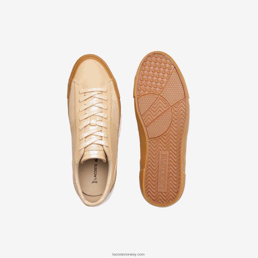 Lacoste l006 tonale sneakers i skinn 4J4X0T1895 tan tyggegummi tg5 menn