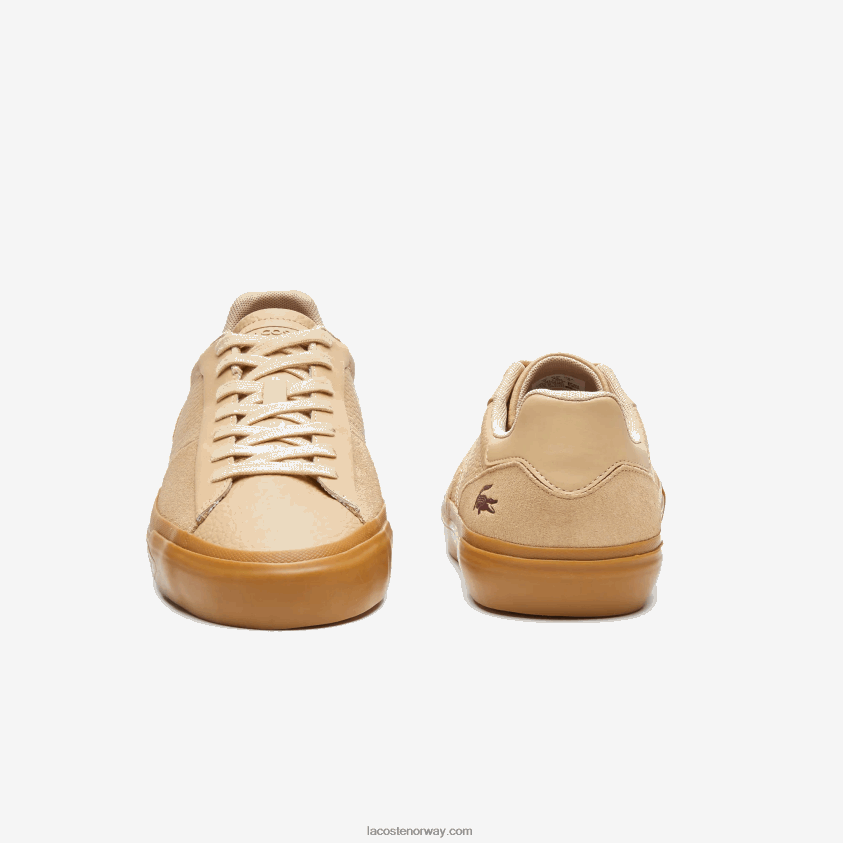 Lacoste l006 tonale sneakers i skinn 4J4X0T1895 tan tyggegummi tg5 menn