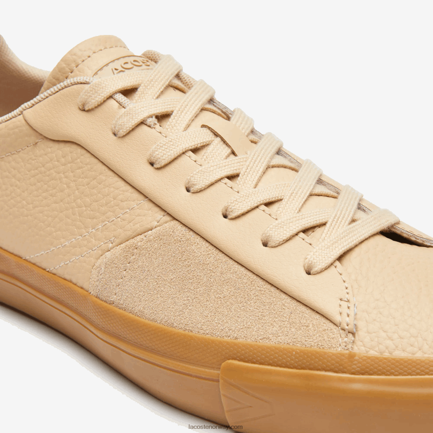 Lacoste l006 tonale sneakers i skinn 4J4X0T1895 tan tyggegummi tg5 menn