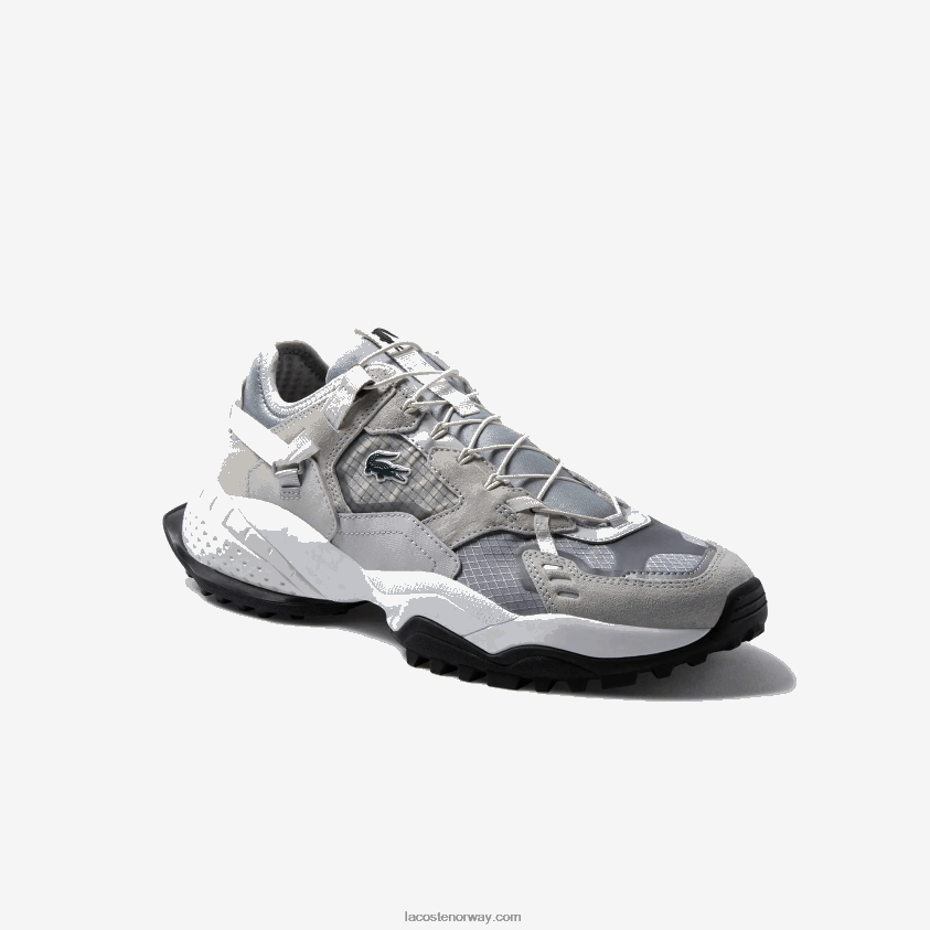 Lacoste l-guard breaker joggesko i tekstil og semsket skinn 4J4X0T1827 lys grå og svart gb7 menn