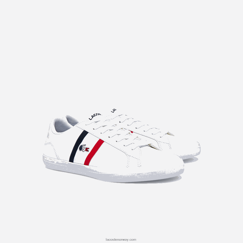 Lacoste lerond tricolore skinn og syntetiske joggesko 4J4X0T1914 hvit/marine & rød 407 menn