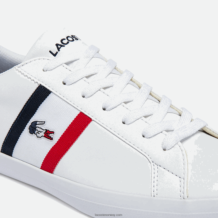 Lacoste lerond tricolore skinn og syntetiske joggesko 4J4X0T1914 hvit/marine & rød 407 menn