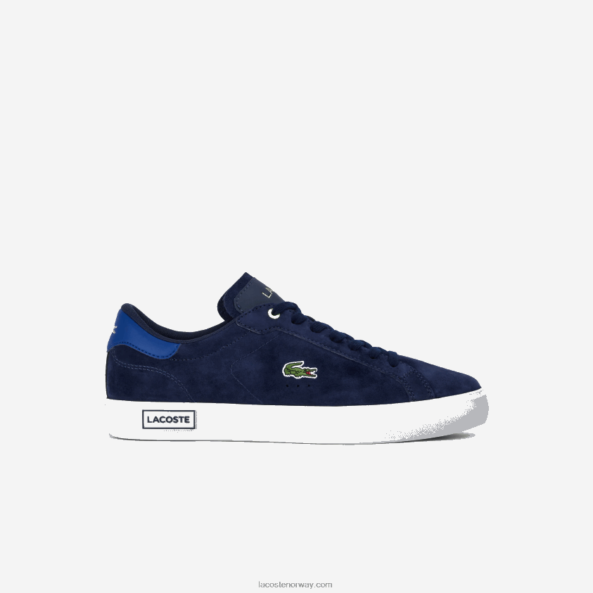 Lacoste powercourt sneakers i skinn i kontrastfarge 4J4X0T1900 marine & off white j18 menn