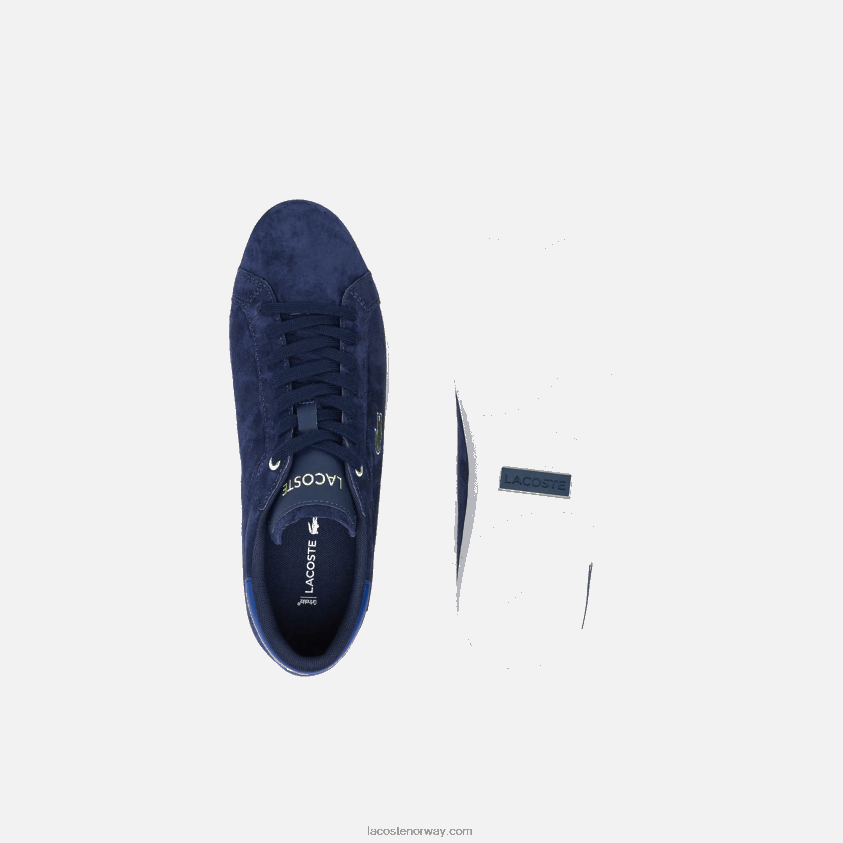 Lacoste powercourt sneakers i skinn i kontrastfarge 4J4X0T1900 marine & off white j18 menn