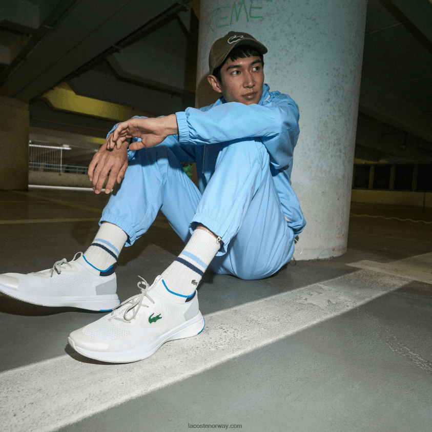 Lacoste run spin strikke tekstil joggesko 4J4X0T1863 hvit/blå 080 menn
