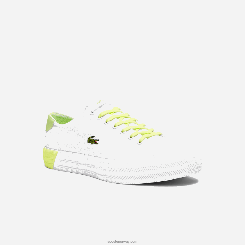 Lacoste gripshot canvas og skinn joggesko 4J4X0T1889 hvit og lys gul 2h8 menn