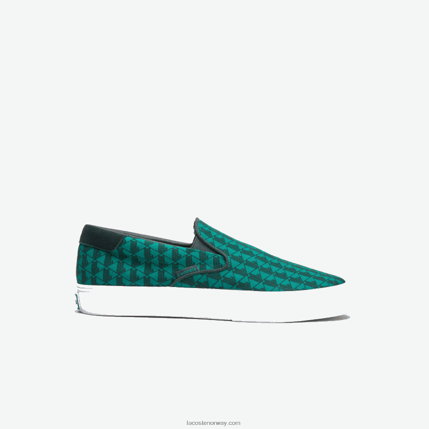 Lacoste hopp server tekstil slip on 4J4X0T1854 grønn og hvit 1r7 menn