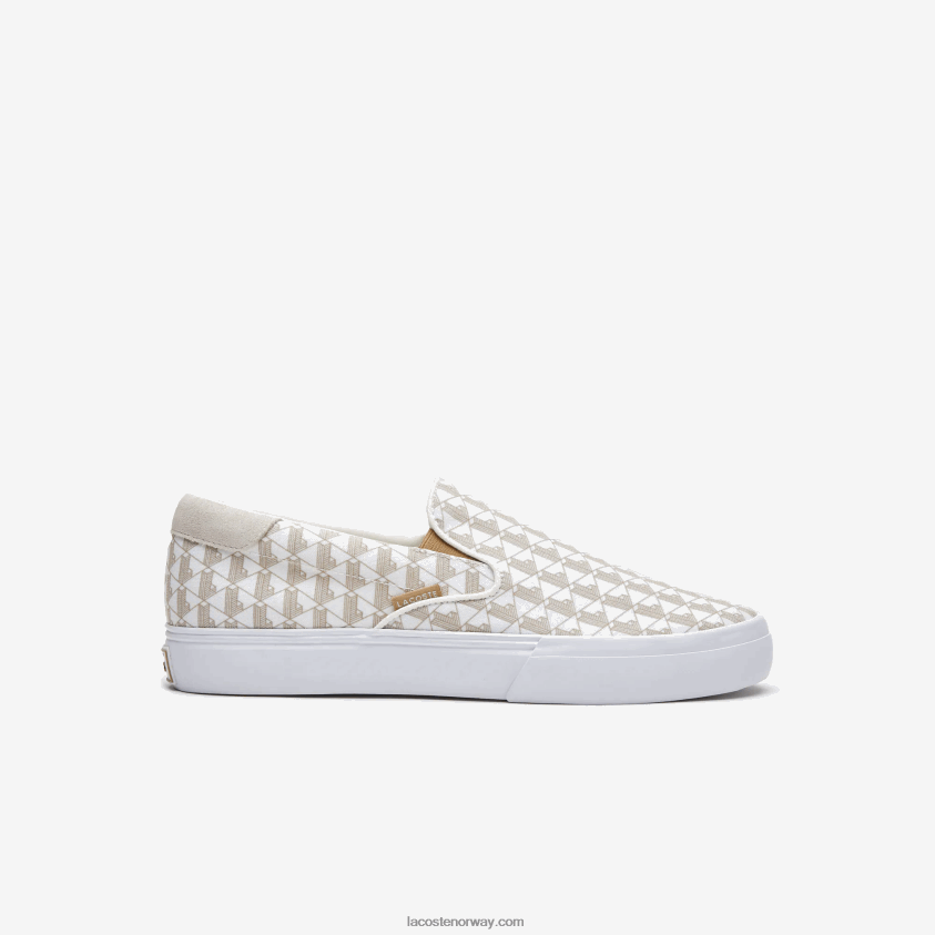 Lacoste hopp server tekstil slip on 4J4X0T1855 off white & white 03a menn