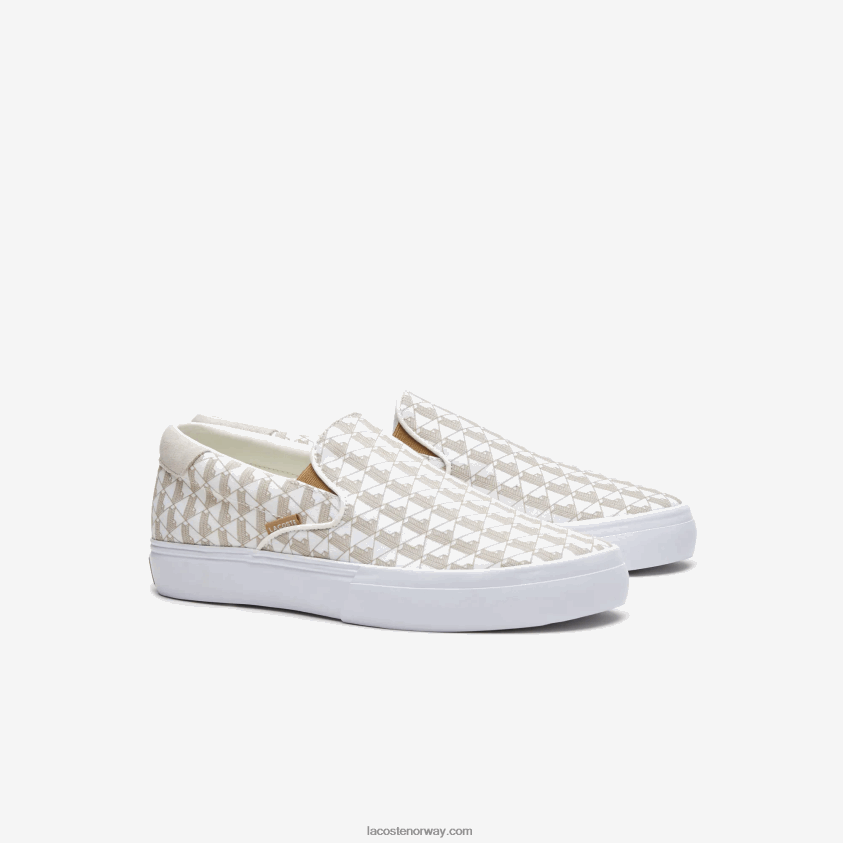 Lacoste hopp server tekstil slip on 4J4X0T1855 off white & white 03a menn