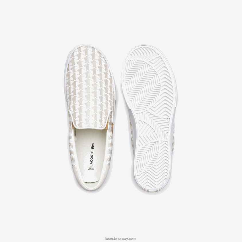 Lacoste hopp server tekstil slip on 4J4X0T1855 off white & white 03a menn