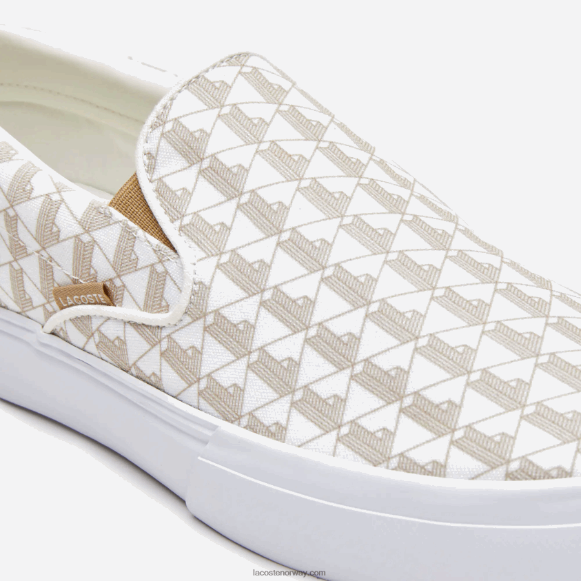 Lacoste hopp server tekstil slip on 4J4X0T1855 off white & white 03a menn