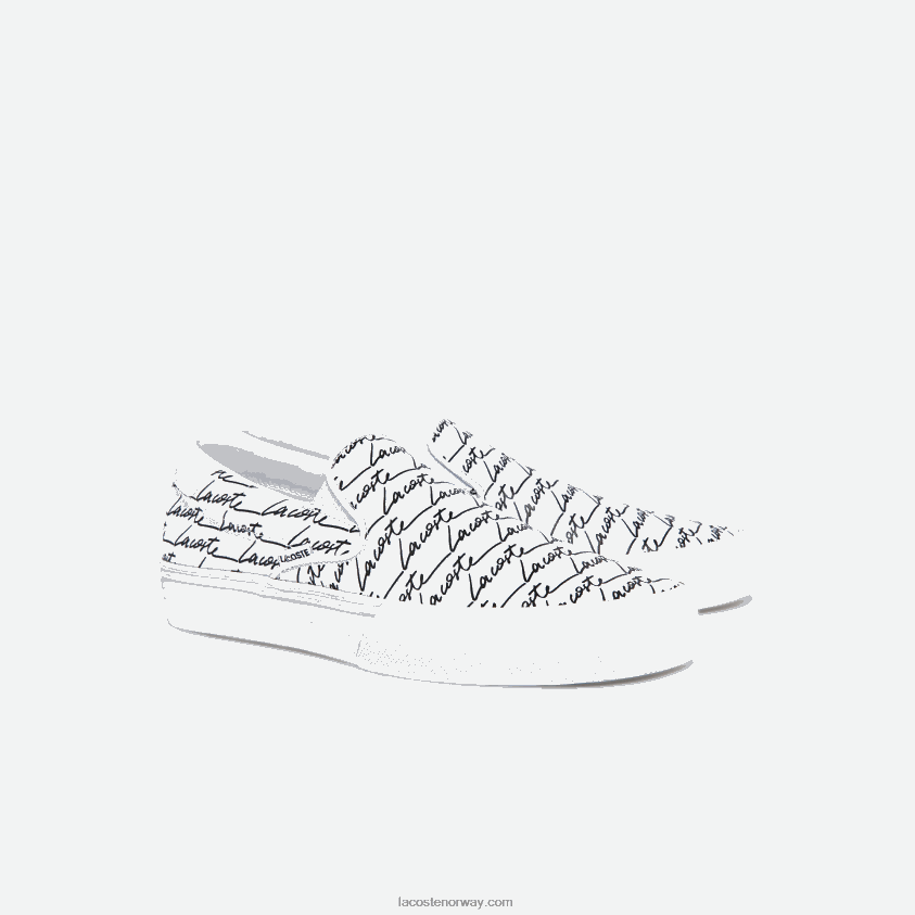 Lacoste jump serve canvas trykt slip on 4J4X0T1860 hvit og svart 147 menn