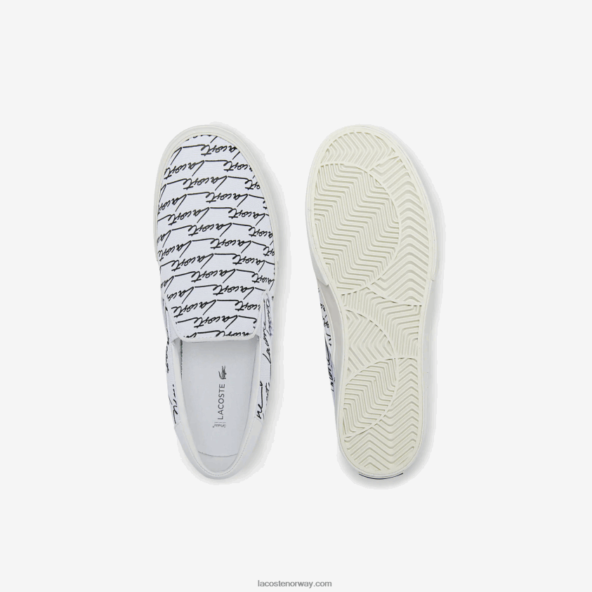 Lacoste jump serve canvas trykt slip on 4J4X0T1860 hvit og svart 147 menn