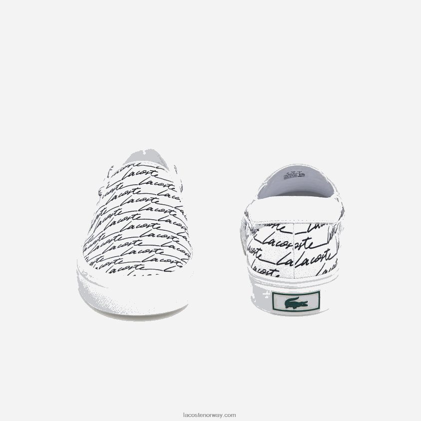 Lacoste jump serve canvas trykt slip on 4J4X0T1860 hvit og svart 147 menn