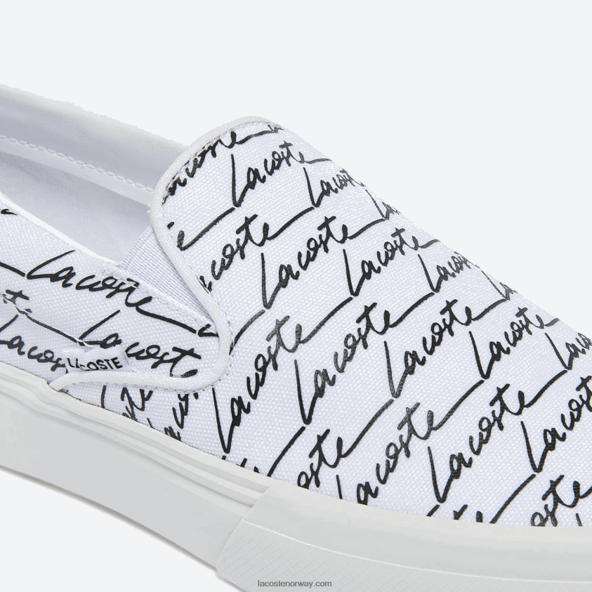 Lacoste jump serve canvas trykt slip on 4J4X0T1860 hvit og svart 147 menn