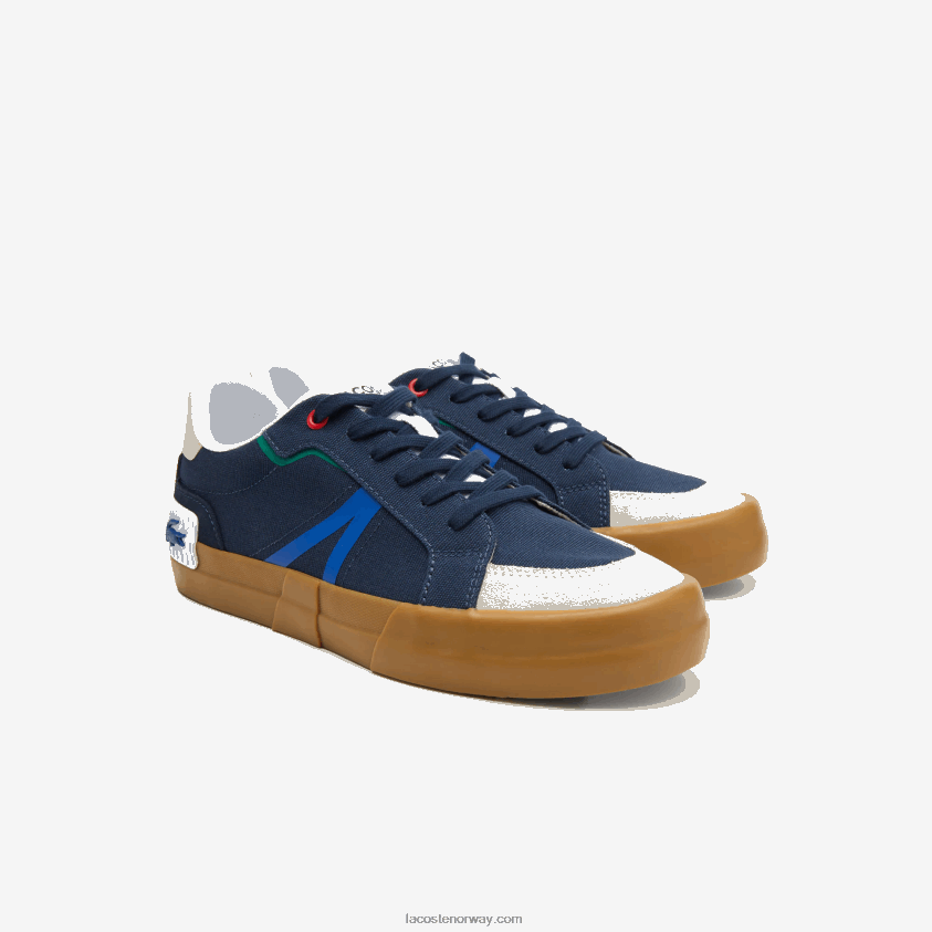 Lacoste l004 joggesko i tekstil gummisåle 4J4X0T1856 marine tyggegummi gu1 menn
