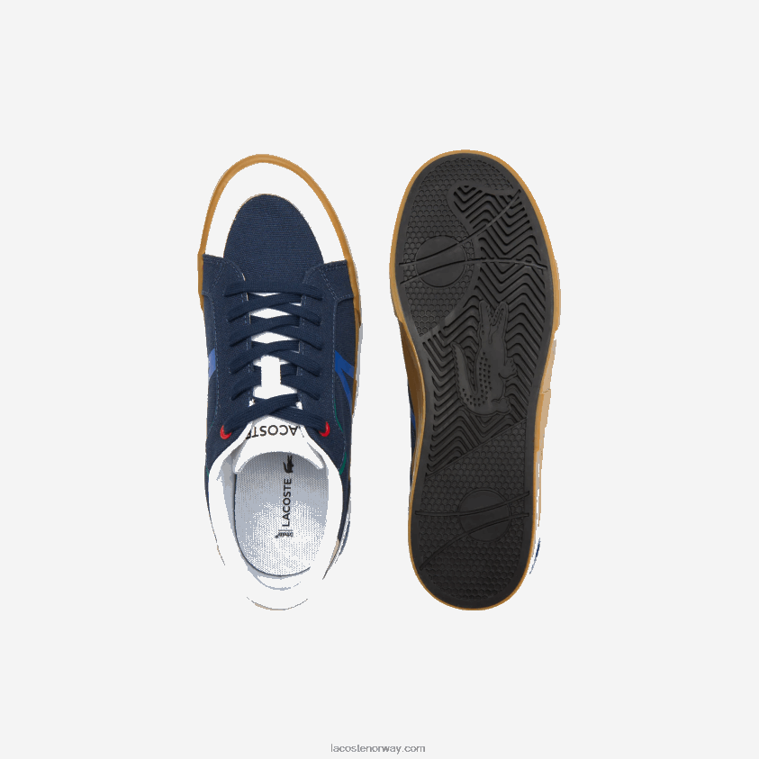 Lacoste l004 joggesko i tekstil gummisåle 4J4X0T1856 marine tyggegummi gu1 menn