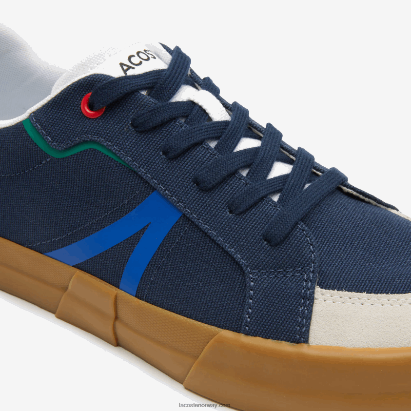 Lacoste l004 joggesko i tekstil gummisåle 4J4X0T1856 marine tyggegummi gu1 menn
