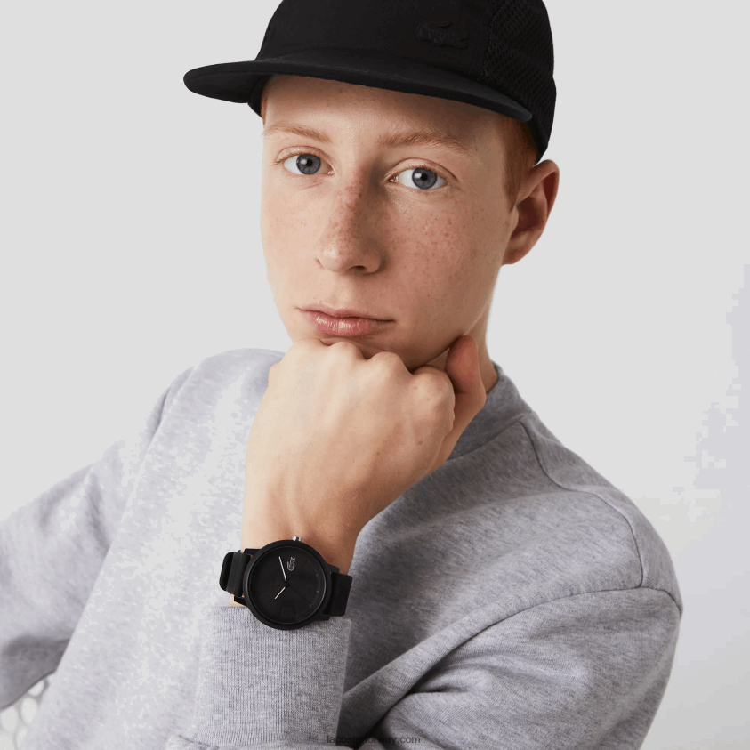 Lacoste 12.12 svart silikonremsklokke 4J4X0T2191 svart 000 menn