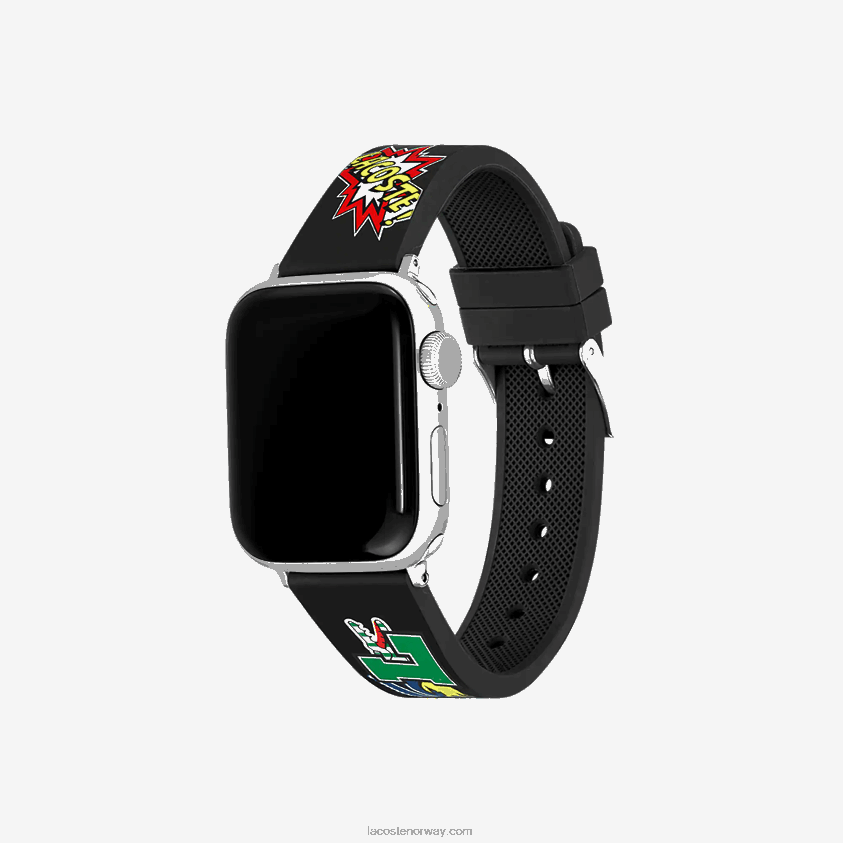 Lacoste Apple Watch-rem med tegneserier i silikon 4J4X0T2344 svart 000 menn