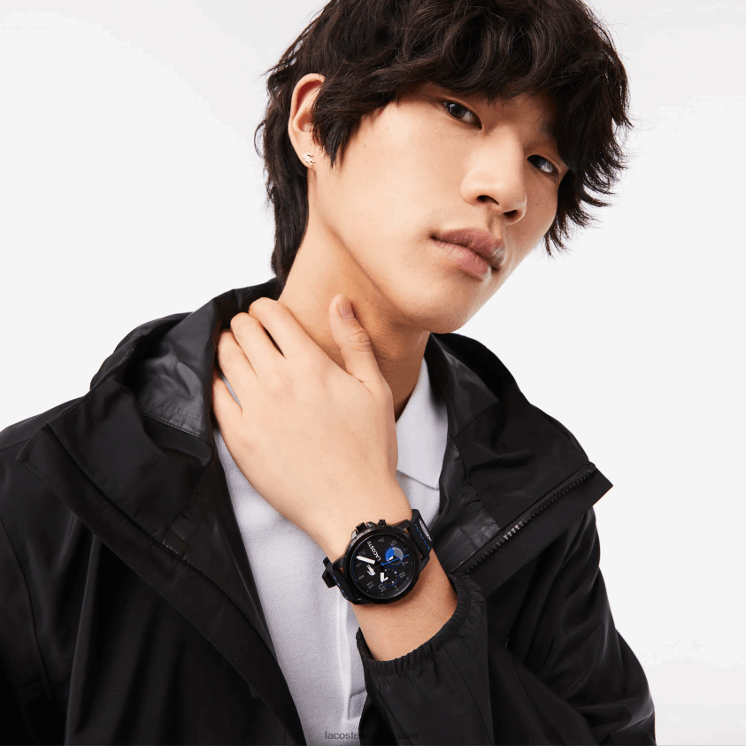 Lacoste utholdenhet multifunksjonell svart silikonklokke 4J4X0T2199 svart 000 menn