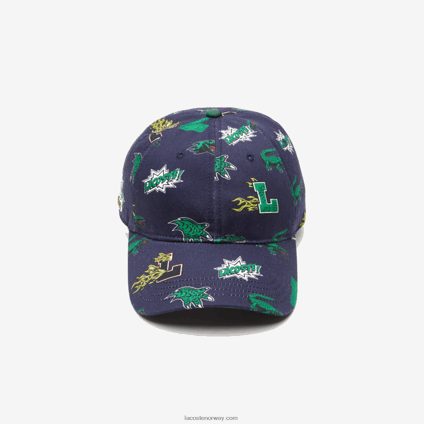 Lacoste hette med krokodilletrykk 4J4X0T2249 marineblå 166 menn