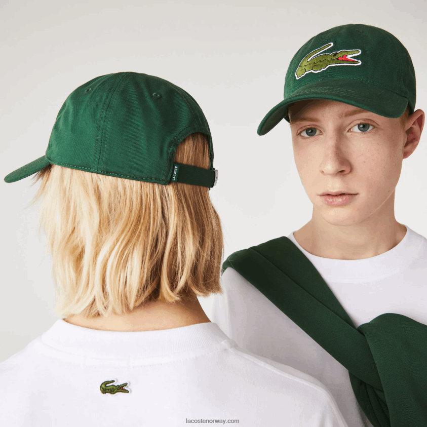 Lacoste justerbar hette i økologisk bomullstwill 4J4X0T2268 grønn 132 menn