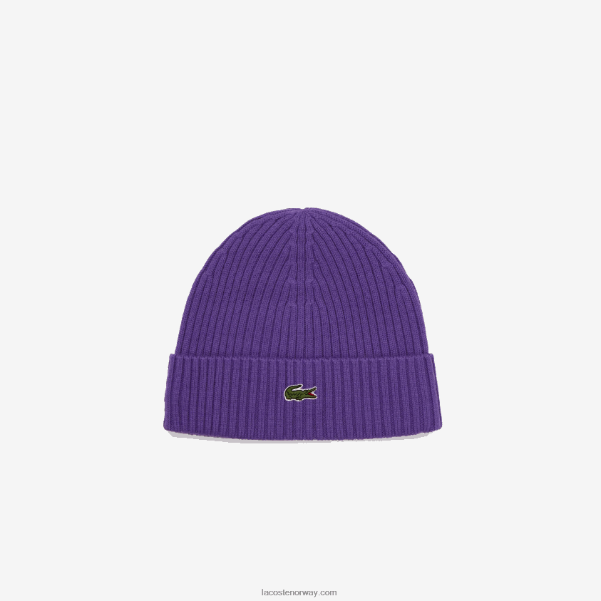 Lacoste ribbet lue i ull 4J4X0T2270 lilla s5z menn