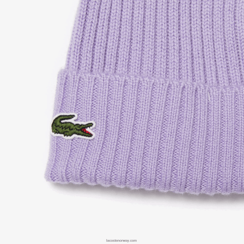 Lacoste ribbet lue i ull 4J4X0T2291 lilla gfu menn