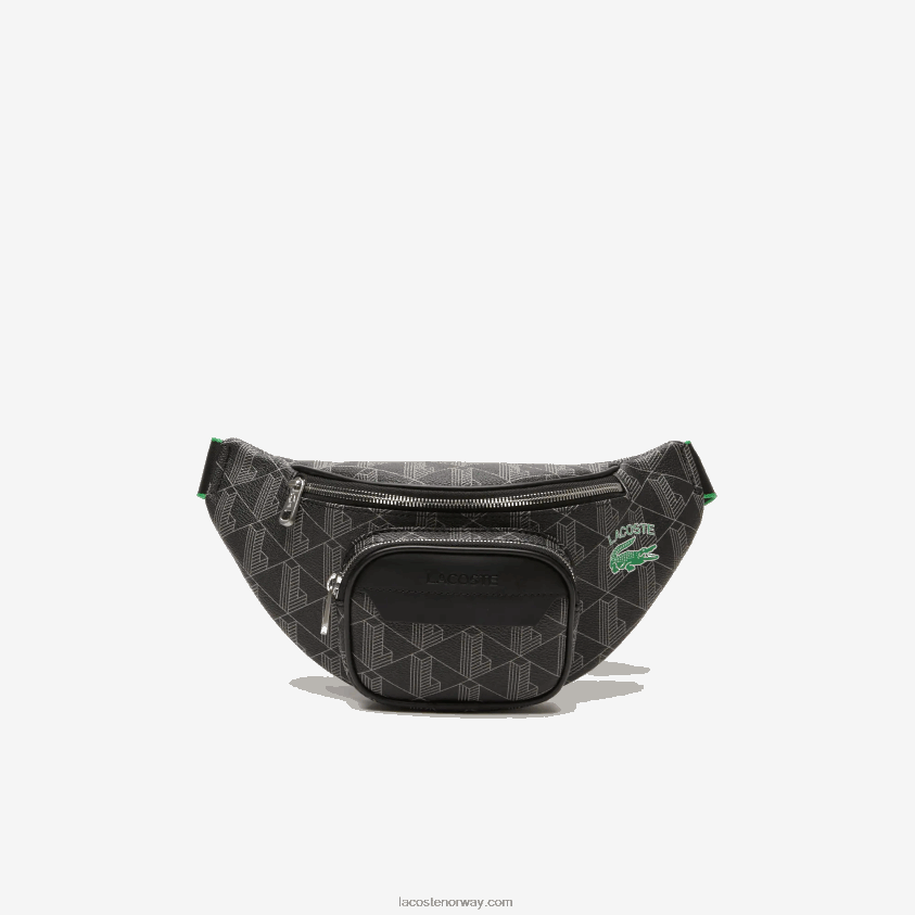 Lacoste beltevesken med blandingsmonogramtrykk 4J4X0T1949 mono noir gris estragon l83 menn