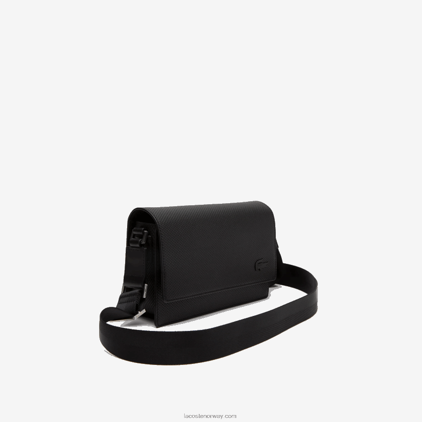 Lacoste chantaco kalveskinn veske som lukkes med klaff 4J4X0T1970 svart 000 menn