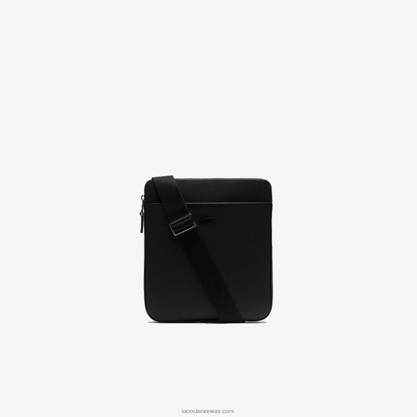 Lacoste chantaco matt pikéskinn flat glidelåsveske 4J4X0T2039 svart 000 menn