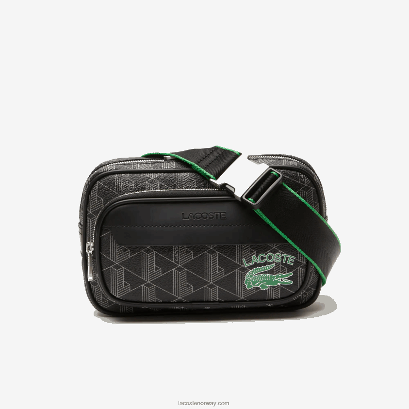 Lacoste crossbody-vesken med blandingsmonogram: liten 4J4X0T1961 mono noir gris estragon l83 menn