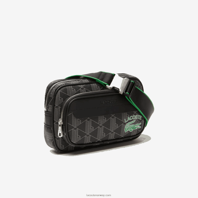 Lacoste crossbody-vesken med blandingsmonogram: liten 4J4X0T1961 mono noir gris estragon l83 menn