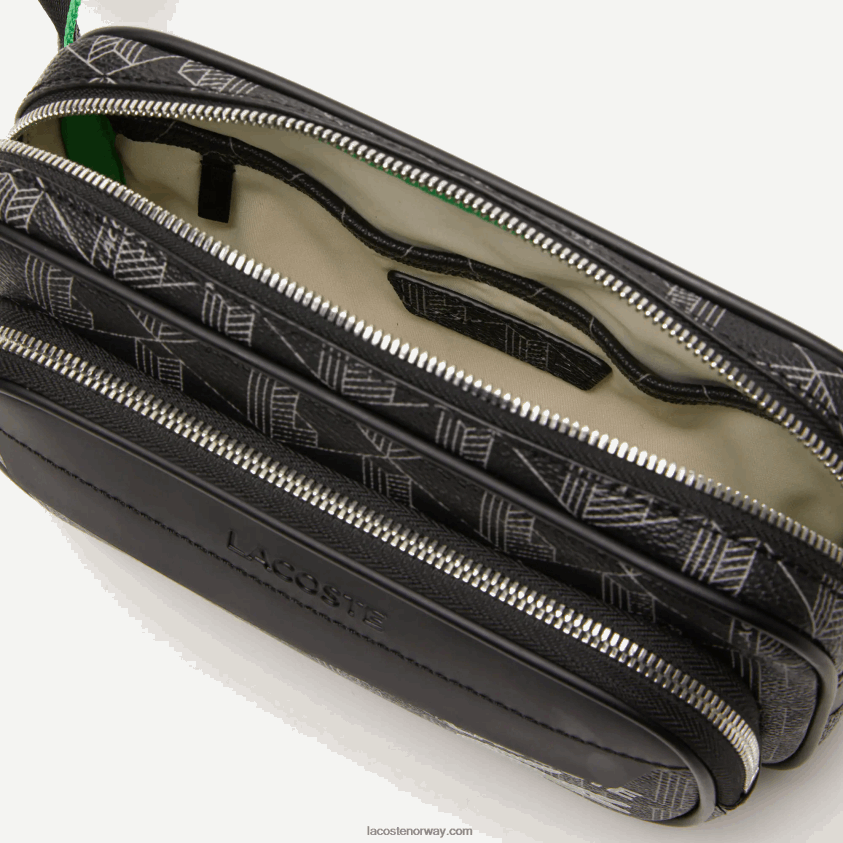 Lacoste crossbody-vesken med blandingsmonogram: liten 4J4X0T1961 mono noir gris estragon l83 menn