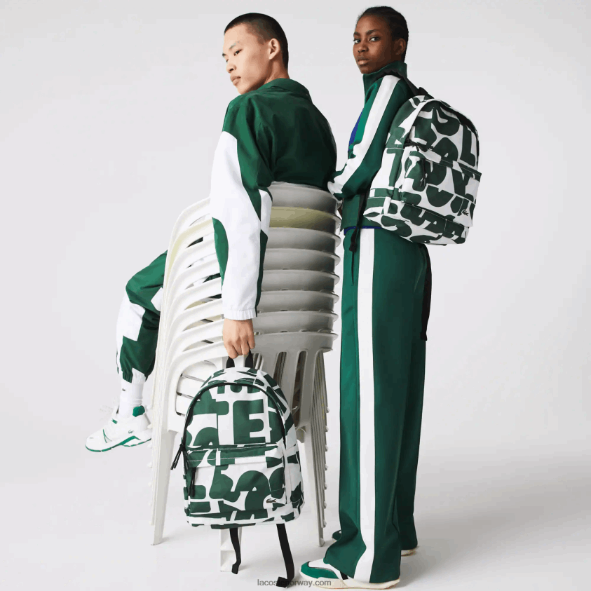 Lacoste neocroc destrukturert signatur lerretsryggsekk 4J4X0T2045 allover print croco carre j42 menn