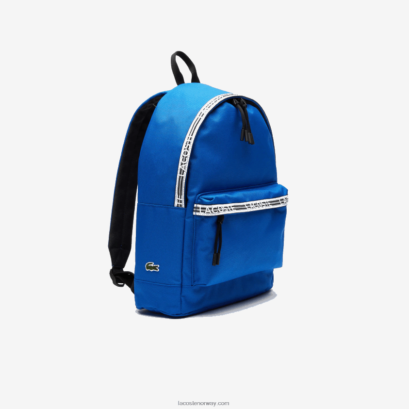 Lacoste neocroc-ryggsekk med logostropper med glidelås 4J4X0T2137 royaume noir blanc l77 menn
