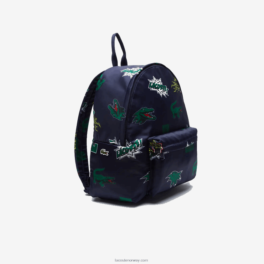 Lacoste ryggsekk med tegneserier 4J4X0T2096 marine 166 croc allover l25 menn