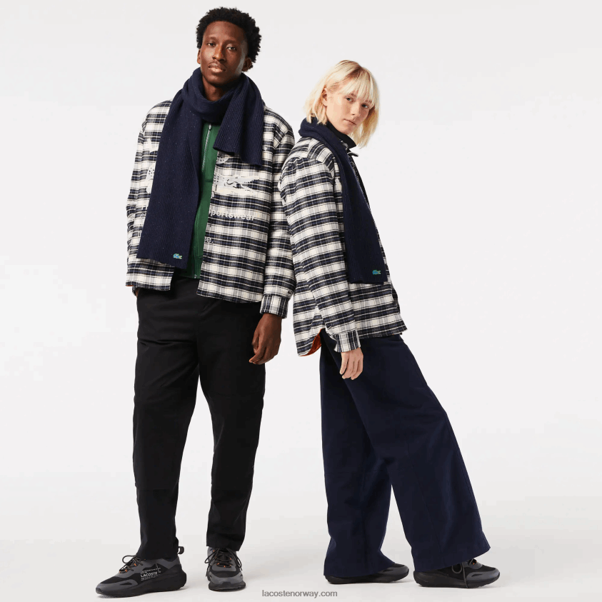 Lacoste flekkete ullskjerf 4J4X0T2302 marineblå 7cg menn