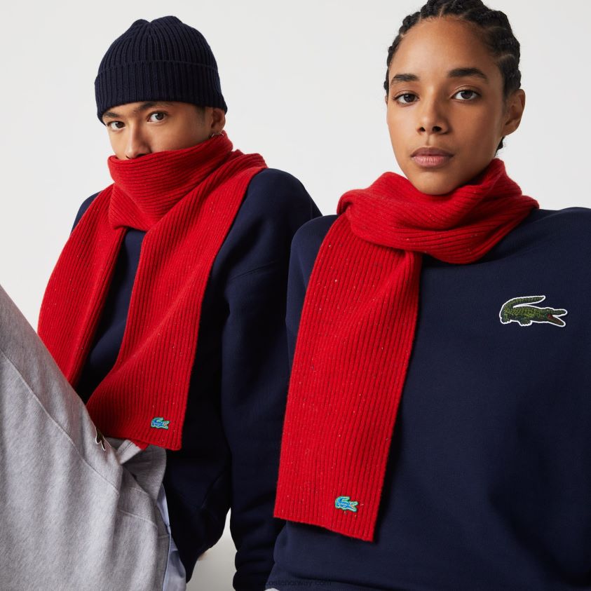 Lacoste flekkete ullskjerf 4J4X0T2303 rød 7cq menn