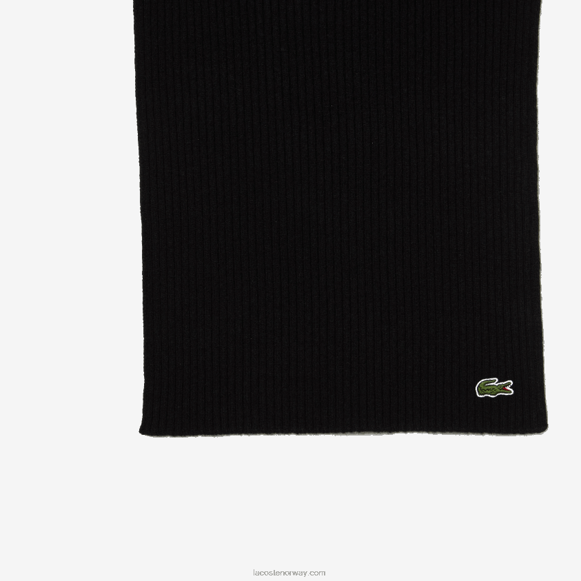Lacoste ribbestrikket ullskjerf 4J4X0T2283 svart 031 menn
