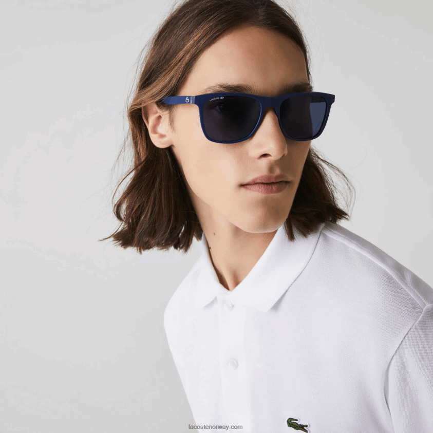 Lacoste modifisert rektangel l.12.12 premium solbriller 4J4X0T1928 blå 424 menn